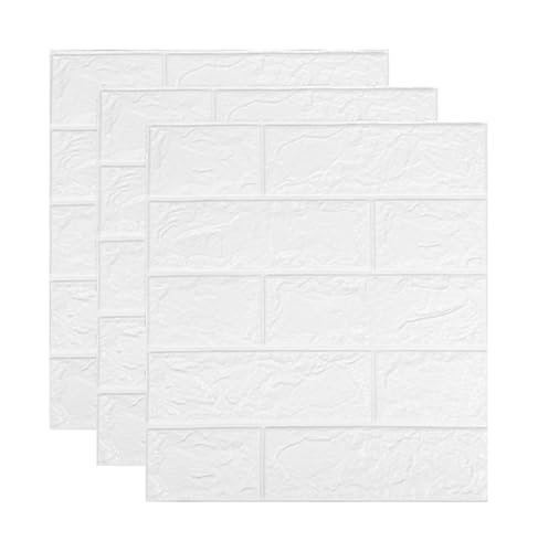 selbst klebrige Wandfliesen, 3D-Wandpaneele for Abziehen und Aufkleben, 35 x 38,5 cm, mehrfarbig, 10/20 Stück(Blanco,10pcs) von FOELANNE