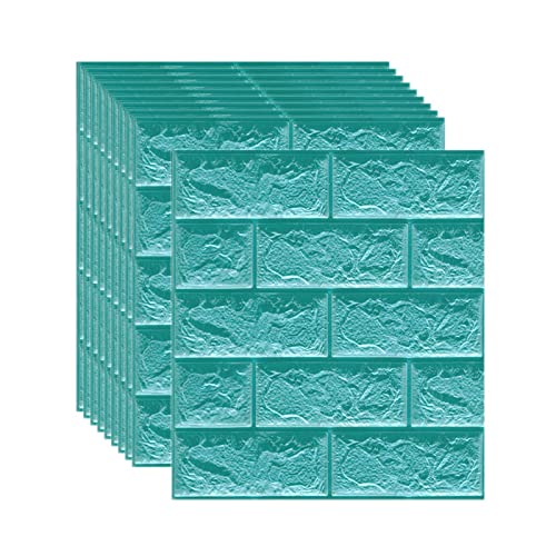 selbst klebrige Wandfliesen, 3D-Wandpaneele for Abziehen und Aufkleben, mehrfarbig, 35 x 38 cm, 5–7 mm, 20 Stück(Blu,7mm [35x38cm]) von FOELANNE