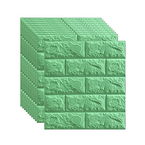 selbst klebrige Wandfliesen, 3D-Wandpaneele for Abziehen und Aufkleben, mehrfarbig, 35 x 38 cm, 5–7 mm, 20 Stück(Green1,5mm [35x38cm]) von FOELANNE