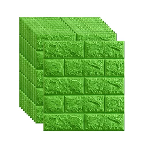 selbst klebrige Wandfliesen, 3D-Wandpaneele for Abziehen und Aufkleben, mehrfarbig, 35 x 38 cm, 5–7 mm, 20 Stück(Green2,7mm [35x38cm]) von FOELANNE