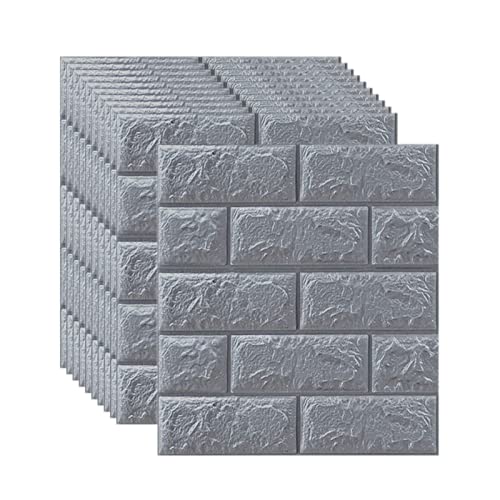 selbst klebrige Wandfliesen, 3D-Wandpaneele for Abziehen und Aufkleben, mehrfarbig, 35 x 38 cm, 5–7 mm, 20 Stück(Grijs,5mm [35x38cm]) von FOELANNE