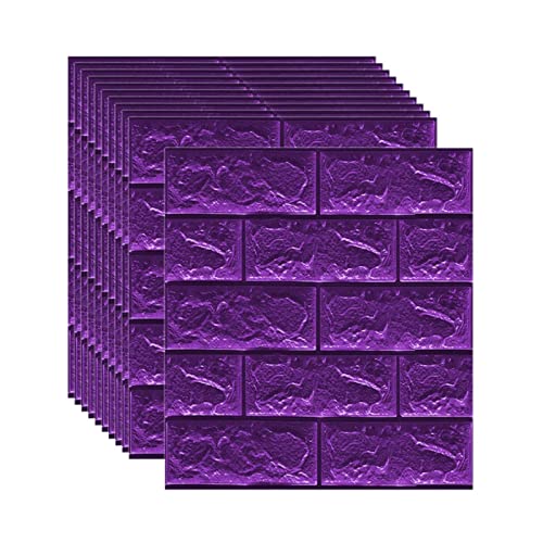 selbst klebrige Wandfliesen, 3D-Wandpaneele for Abziehen und Aufkleben, mehrfarbig, 35 x 38 cm, 5–7 mm, 20 Stück(Purple,5mm [35x38cm]) von FOELANNE