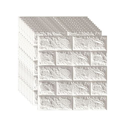selbst klebrige Wandfliesen, 3D-Wandpaneele for Abziehen und Aufkleben, mehrfarbig, 35 x 38 cm, 5–7 mm, 20 Stück(Wit,7mm [35x38cm]) von FOELANNE