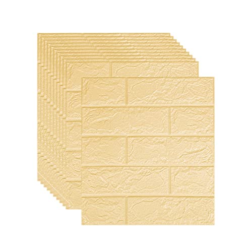 selbst klebrige Wandfliesen, 3D Ziegel Wandpaneel Selbstklebend 35x38cm 3mm/5mm Mehrfarbig 20 Stk(Beige,3mm [35x38cm]) von FOELANNE