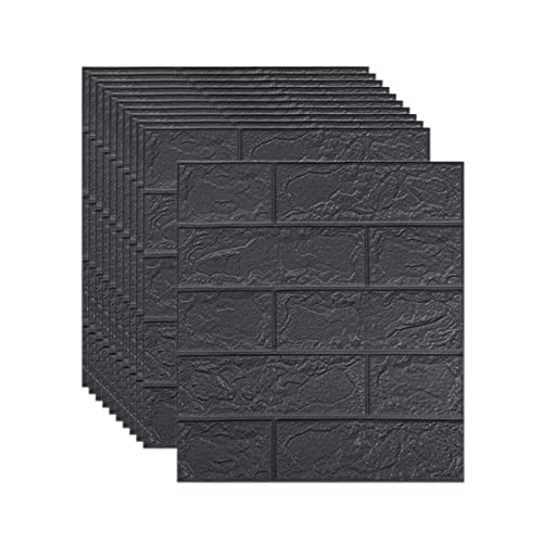selbst klebrige Wandfliesen, 3D Ziegel Wandpaneel Selbstklebend 35x38cm 3mm/5mm Mehrfarbig 20 Stk(Black,5mm [35x38cm]) von FOELANNE