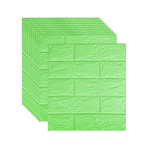 selbst klebrige Wandfliesen, 3D Ziegel Wandpaneel Selbstklebend 35x38cm 3mm/5mm Mehrfarbig 20 Stk(Grün,3mm [35x38cm]) von FOELANNE