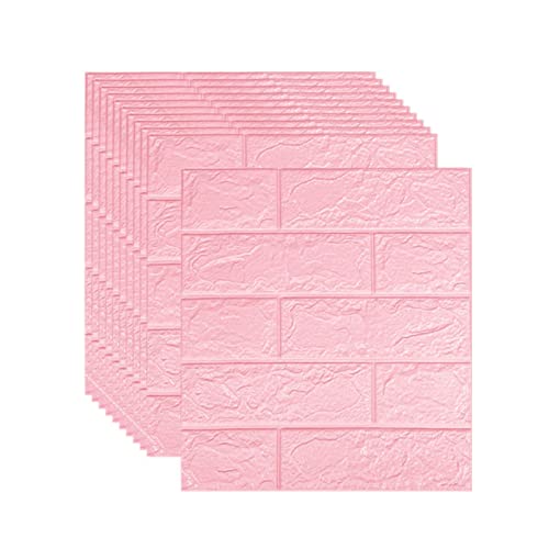 selbst klebrige Wandfliesen, 3D Ziegel Wandpaneel Selbstklebend 35x38cm 3mm/5mm Mehrfarbig 20 Stk(Roze,3mm [35x38cm]) von FOELANNE