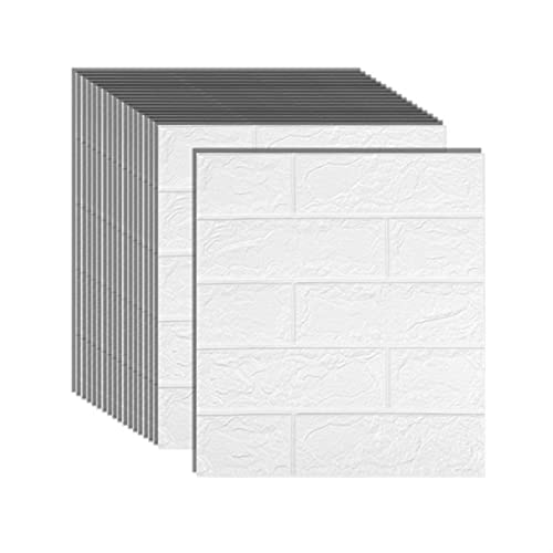 selbst klebrige Wandfliesen, Selbstklebende 3D-Wandpaneele aus PE-Schaum, 35 x 38 cm, mehrfarbig, 20 Stück(Blanco) von FOELANNE