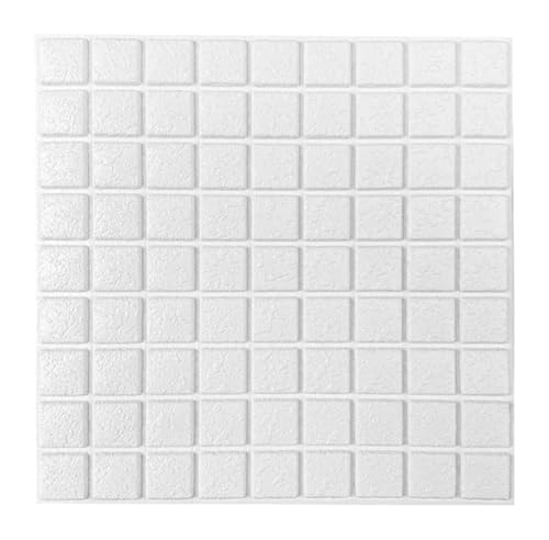 selbst klebrige Wandfliesen, Selbstklebende 3D-Ziegel-Wandpaneele aus PE-Schaum, mehrfarbig, 6 Stück(Blanco) von FOELANNE