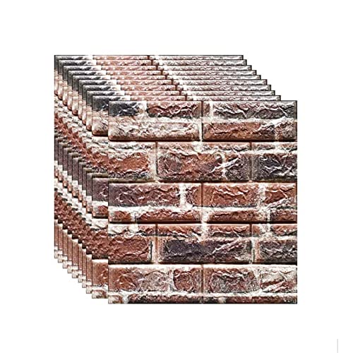 selbst klebrige Wandfliesen, Selbstklebende 3D-Ziegelwandpaneele, 20 Stück, mehrfarbig, 35 x 38 cm, 5–7 mm(C,5mm [35x38cm]) von FOELANNE