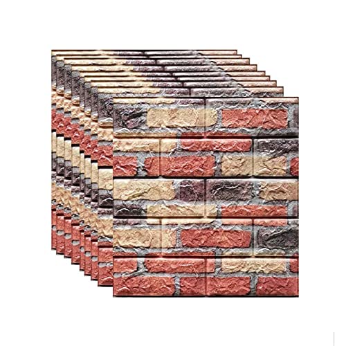 selbst klebrige Wandfliesen, Selbstklebende 3D-Ziegelwandpaneele, 20 Stück, mehrfarbig, 35 x 38 cm, 5–7 mm(D,7mm [35x38cm]) von FOELANNE