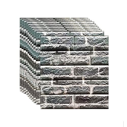 selbst klebrige Wandfliesen, Selbstklebende 3D-Ziegelwandpaneele, 20 Stück, mehrfarbig, 35 x 38 cm, 5–7 mm(E,5mm [35x38cm]) von FOELANNE