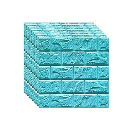 selbst klebrige Wandfliesen, Selbstklebende 3D-Ziegelwandpaneele, mehrfarbig, 30 x 30 cm, 20 Stück(Blu) von FOELANNE
