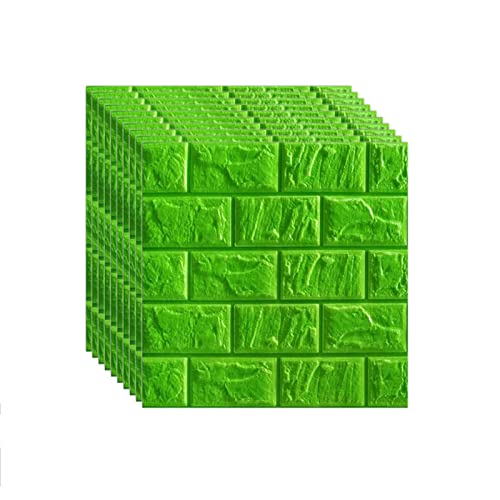 selbst klebrige Wandfliesen, Selbstklebende 3D-Ziegelwandpaneele, mehrfarbig, 30 x 30 cm, 20 Stück(Grün) von FOELANNE