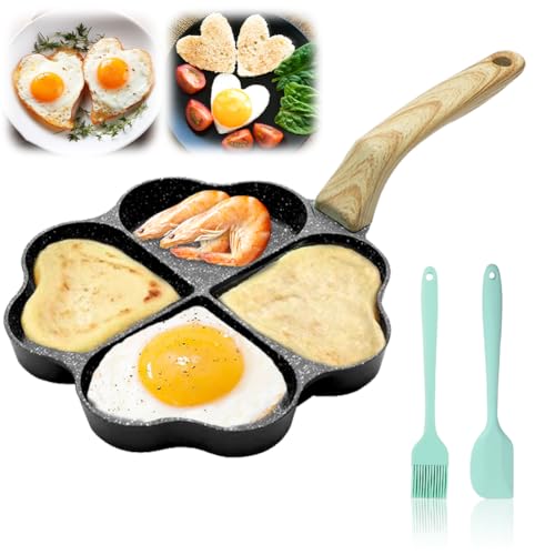 4-Loch-Omelettpfanne In Herzform, Antihaftbeschichtete Omelettform, Bratpfanne Mit Pinsel Omelettpfanne, Tragbar Und Leicht Zu Reinigen, Perfekt FüR Omeletts, Sandwiches Und Mince Pies In Der KüChe! von FOGARI
