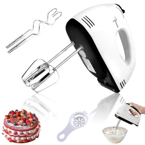 Handmixer Elektrisch - Elektrischer Handmixer mit 5 Werkzeuge,Handrührgerät mit 260 Watt 7 Geschwindigkeiten,Handmixer Bequem zu Halten,Mixer Handrührer zum Schlagen von Sahne Verwendet Werden, Weiß Handmixer Elektrisch - Elektrischer Handmixer mit 5 Werkzeuge,Handrührgerät mit 260 Watt 7 Geschwindigkeiten,Handmixer Bequem zu Halten,Mixer Handrührer zum Schlagen von Sahne Verwendet Werden, Weiß von FOGARI