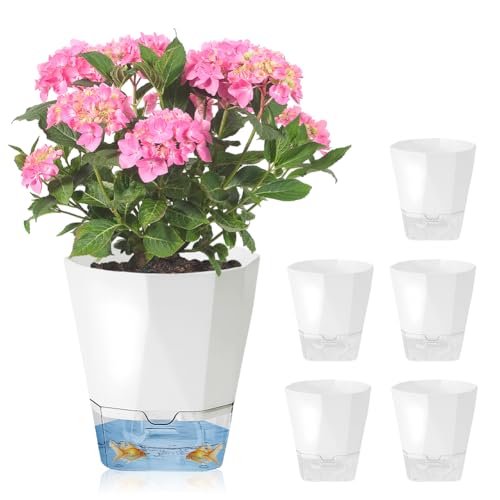 FOGARI 6er Set Kräutertöpfe Küche Selbstbewässernd, 12.5cm Blumentopf,Pflanzentopf mit Selbstbewässerung und Wasserspeicher für frische Küchenkräuter von FOGARI