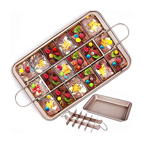 FOGARI Brownie Backform Pfanne, Antihaft mit 18 Trennwänden,Schokoladen Brownie Blech Kuchenform Kuchenblech zum Backen, Mousse Kuchen, Brot, Kekse,Pizza Quadratische(30.98x 20.06cm) von FOGARI