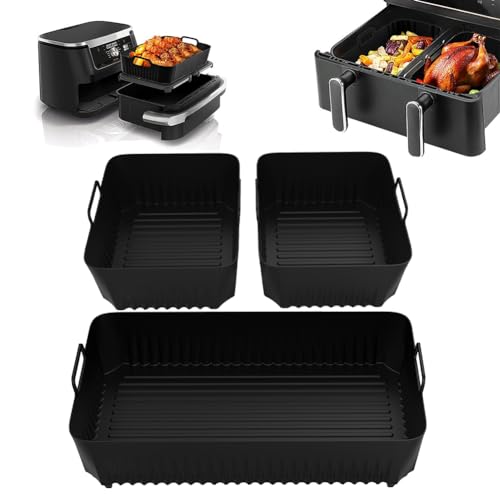 FOGARI Heißluftfritteuse Zubehör für Ninja AF500,Backpapier Heißluftfritteuse - Silikonform für Heißluftfritteuse 3 Stück airfryer zubehör, Wiederverwendbar anstelle Backpapier von FOGARI