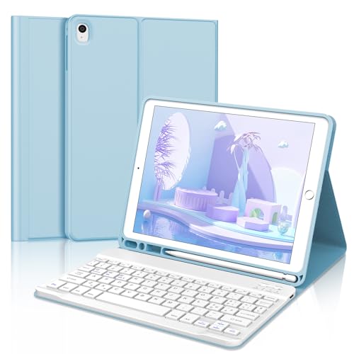 FOGARI Italienische Tastaturhülle für iPad 9.7 6. 5. Generation, abnehmbare Bluetooth-Tastatur, magnetische Schutzhülle mit Stifthalter für iPad 6 / iPad 5 / iPad Air 2 / iPad Air 1 / iPad Pro 9.7, von FOGARI