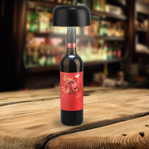 FOGARI LED Akku flaschenlicht Dimmbare Tischleuchte - Flaschenlampe,kabellose Flaschenleuchte,Touch Control Spritzwassergeschützt für Innen Außen Familie Restaurant Bar(Schwarz) von FOGARI