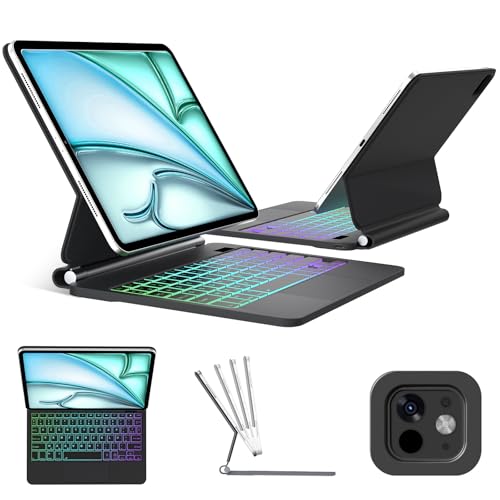 FOGARI Magic Keyboard Hülle für iPad Air 13 (M3 2025/M2 2024), Tastatur mit Hintergrundbeleuchtung für iPad Pro 12.9 6/5/4/3rd Generation (2022-2018), Magic Style Magnetic mit Multi-Touch-Trackpad von FOGARI