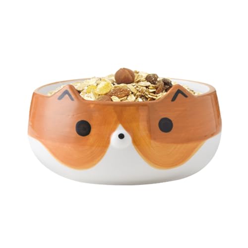 FOGARI Müslischale für Kinder, Keramik Müsli Schüssel mit niedlichem Katzen- und Fuchsdesign, leicht zu reinigen, glatte Kanten, hitzebeständig – perfekt für Frühstück und Snacks (Hündchen) von FOGARI