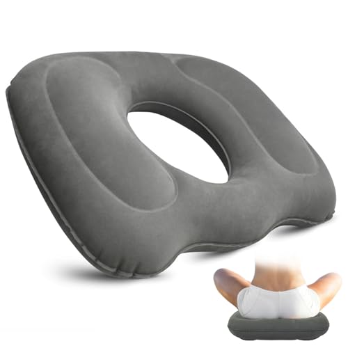 FOGARI OrthopäDisches Sitzkissen,Aufblasbares Kissen,BüRostuhl Aufblasbares OrthopäDisches Kissen,Geeignet FüR Stuhl Anti-HäMorrhoiden-Behandlung Kissen,Schwangerschaft SteißBein Schmerz Kissen (Grau) von FOGARI