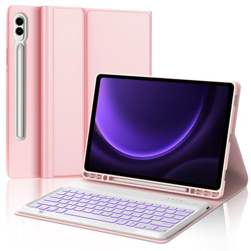 FOGARI Samsung Tab S9 Plus Tastatur - QWERTZ Deutsches Layout Tastatur mit Stifthalter für Samsung Galaxy Tab S9+ 12.4 Zoll,Roségold von FOGARI