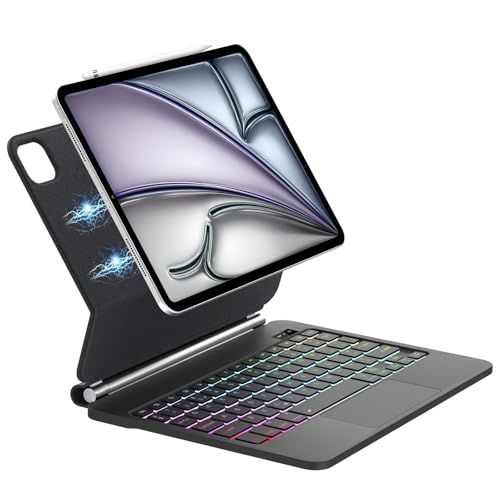 FOGARI Tastatur Hülle für Air 11 Zoll (M3/M2) 2025/2024, iPad Air 6/5/4, QWERTZ Deutsches Magnetischer Ständer Magic Keyboard für iPad Pro 11(4. /3. /2. /1. Gen), Multi Touch Trackpad, Schwarz von FOGARI