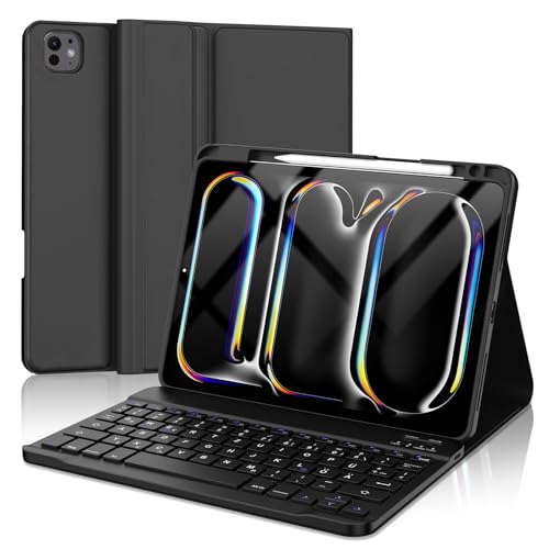 FOGARI Hülle Tastatur für iPad Pro 11 Zoll M4 2024, QWERTZ Deutsches Tastatur Magnetische Kabelloser Bluetooth Abnehmbar für iPad Pro 11 M4 (A2836/A2837/A3006), Schwarz FOGARI Hülle Tastatur für iPad Pro 11 Zoll M4 2024, QWERTZ Deutsches Tastatur Magnetische Kabelloser Bluetooth Abnehmbar für iPad Pro 11 M4 (A2836/A2837/A3006), Schwarz von FOGARI