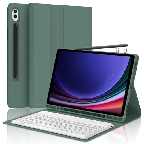 FOGARI Tastaturhülle für Samsung Galaxy Tab S9 Plus 12,4 Zoll 2023 – Tastatur Samsung Tab S9 FE+, Box mit Stifthalter, Tastatur – italienisches Layout Bluetooth Magnetisch abnehmbar Tastatur grau von FOGARI
