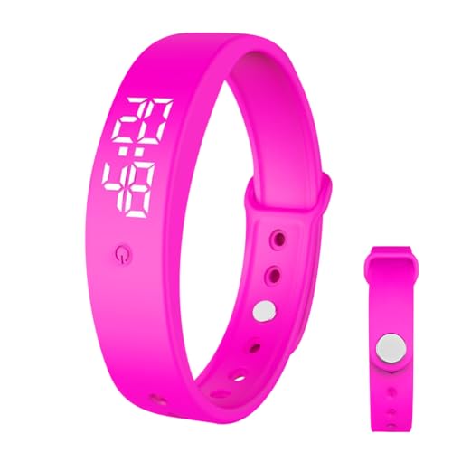 FOGARI Vibrationswecker Erinnerungsuhr Vibrationsalarm Erinnerung Uhr bis zu 10 persönliche Alarme oder Pillenerinnerungen pro Tag (rosa) von FOGARI