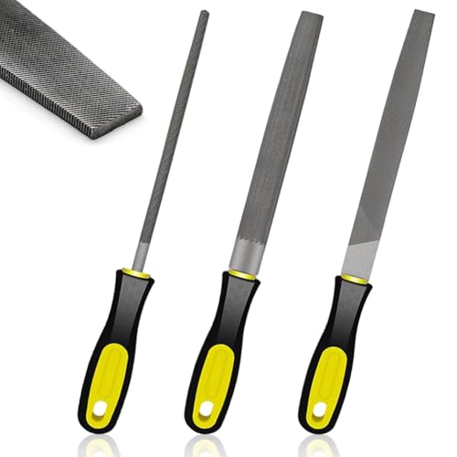 FeilenSet Metall Diamantfeile 3 Stück Hochwertiges Profi Kohlenstoffstahl 200mm Feilen Satz inkl Flach/Halbrund/Rundfeilen für Schleifen Metall und Holz FeilenSet Metall Diamantfeile 3 Stück Hochwertiges Profi Kohlenstoffstahl 200mm Feilen Satz inkl Flach/Halbrund/Rundfeilen für Schleifen Metall und Holz von FOGARI