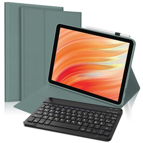Fire HD 10 13.Generation 2023 Tastatur Hülle, Fire HD 10/HD 10 Plus 10.1'' Tablet 2021 Hülle 11.Generation, Magnetisch Abnehmbarer Tastatur mit QWERTZ Layout, Dunkelgrün von FOGARI