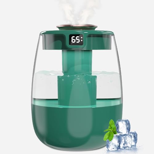 Luftbefeuchter, 1L Leise Humidifier mit 2 Loch, Luftbefeuchter mit leiser USB-Digitalanzeige, 2 Nebelmodi und Nachtlicht für Büro, Kinderzimmer, Schlafzimmer, Pflanze, Auto (Grün) von FOGARI