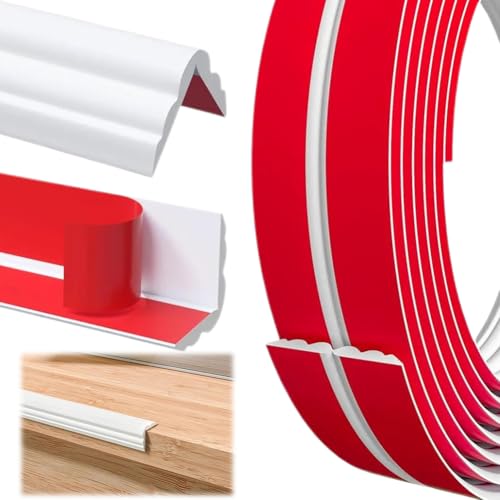 weichsockelleiste Selbstklebend PVC 2 cm B und 3 Meter L Biegbare Knickleiste selbstklebende Abschlussleiste Dichtungsband Selbstklebend Kantenschutz Leisten für Türen Fenster Wände Boden Küche von FOGARI