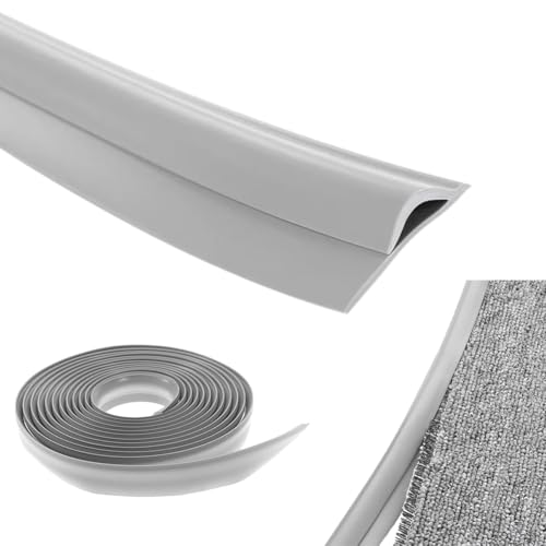 Übergangsschiene Selbstklebend Übergangsleiste Laminat Abschlussleiste - Selbstklebende Randleiste,PVC Bodenübergangsstreifen,Teppich, Grau (5M) von FOGARI