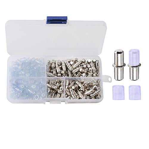 FOGAWA 120 Stück Bodenträger 5mm Regalstifte Bodenträgerstifte Edelstahl Steckbodenträger mit 120pcs Kunststoffkappe und Box, Regal Stützstifte für Glas Holzböden Regalboden Schrank Bücherregal von FOGAWA