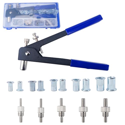 FOGAWA 86 Stück Nietzange Set Nietmutternzange Set Gewindeeinsatz Nietpistolen Werkzeug mit M3 M4 M5 M6 M8 Dorne und 80PCS Nietmuttern von FOGAWA