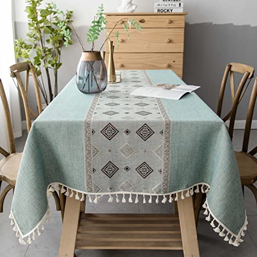 Tischdecke Modern Wohnzimmer, Tischwasche Weihnachten, Tischtuch Leinen, Fleckschutz Pflegeleicht Abwaschbar Schmutzabweisend, Ideal für Jede Feier, Catering (Green 90x140cm) von FOGUO