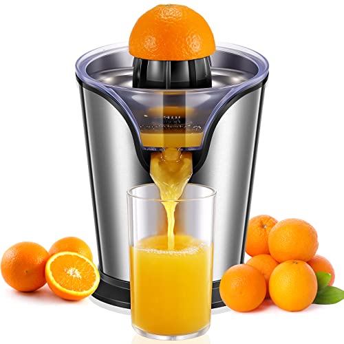 Elektrische Zitruspresse FOHERE Orangenpresse mit Leisem Motor, Anti-Tropf-Auslauf und 2 Kegeln für Orange, Zitrone, Grapefruit, Spülmaschinenfest, Leicht zu Reinigen, Edelstahl von FOHERE