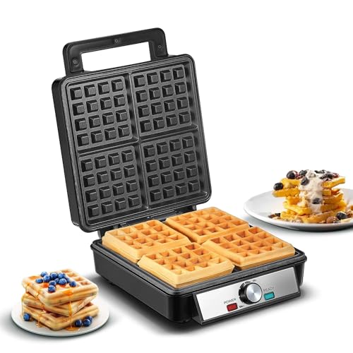 FOHERE 4-Scheiben Waffeleisen, 1200W Belgisches Waffeleisen, Antihaftbeschichtung, Bräunungsregler, Edelstahl – perfekt für Familienfrühstück FOHERE 4-Scheiben Waffeleisen, 1200W Belgisches Waffeleisen, Antihaftbeschichtung, Bräunungsregler, Edelstahl – perfekt für Familienfrühstück von FOHERE