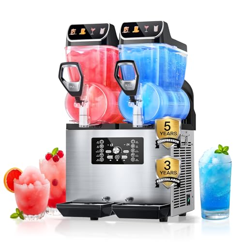 FOHERE Kommerzielle Slush Maschine, 30L Tanks Slush Eis Maschine,Unabhängige Tank Kontrolle, Slushie Maschine für Restaurants Café Bars Party von FOHERE