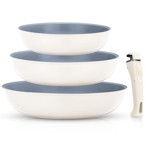 FOHERE Pfanne Induktion, 4-Teiliges Pfannenset Induktion mit abnehmbarem Griff, Bratpfanne 28/24/20 CM für alle Herdarten, Ceramic Antihaftbeschichtung Pfanne, Backofenfest, Spülmaschinenfest, Grau FOHERE Pfanne Induktion, 4-Teiliges Pfannenset Induktion mit abnehmbarem Griff, Bratpfanne 28/24/20 CM für alle Herdarten, Ceramic Antihaftbeschichtung Pfanne, Backofenfest, Spülmaschinenfest, Grau von FOHERE