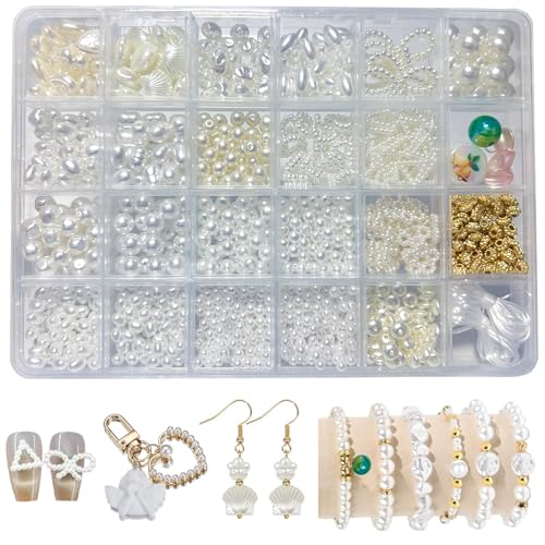 Weiße Perlen zum Auffädeln Kunstperlen Mit Loch Zum Schmuck Bastelperlen Geformte Kunstperlen Süßwasserperlen zum Auffädeln Runde Schmuckperlen Perlen für Halsketten, Armbänder, Schmuckherstellung Weiße Perlen zum Auffädeln Kunstperlen Mit Loch Zum Schmuck Bastelperlen Geformte Kunstperlen Süßwasserperlen zum Auffädeln Runde Schmuckperlen Perlen für Halsketten, Armbänder, Schmuckherstellung von FOJIIUOK