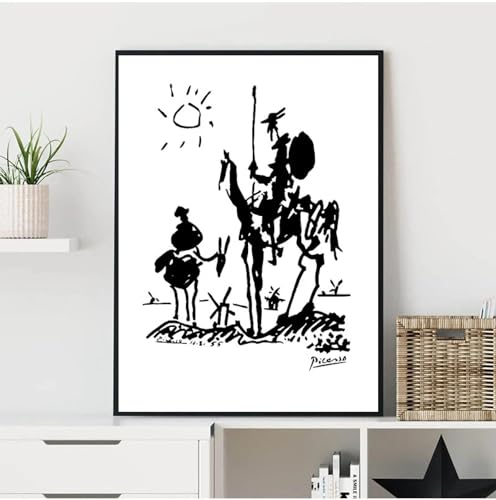 FOKTMS Kunstdruck auf Leinwand, Motiv: "Everyhing You Can Image Is Real", Pablo Picasso, Don Quijote, Poster, Gemälde, Wandbild, Heimdekoration, 50 x 70 cm, ohne Rahmen von FOKTMS