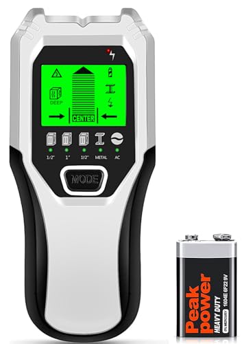 FOLAI Leitungssucher Ortungsgerät, 5 in 1 Multifunktions Wand Scanner Detektor Stud Finder Leitungssucher mit HD-LCD-Display für Metall, Rohre, Holz, Stromleitung, AC Spannungsführenden von FOLAI