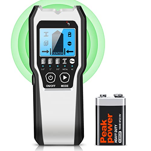 FOLAI Leitungssucher Ortungsgerät 5 in 1，verbesserter elektronischer Wandscanner mit HD-LCD-Display und Audioalarm zur Erkennung von Holz, Metall und Wechselstromkabeln, (blau) von FOLAI