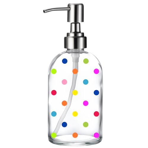 Seifenspender für Bad & Küche aus Glas mit 304 rostfreier Edelstahlpumpe，Soap Dispenser seifenspender Glas seifenspender küche soap Dispenser（Punkte） von FOLAI